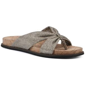 WHITE MOUNTAIN Malanga platte sandaal voor dames, Ltgold Glitter Fab, 37.5 EU