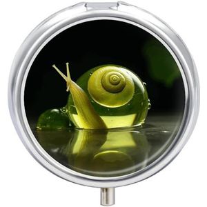 Glazen slak ronde pillendoos 3 compartimenten geneeskunde pillenorganisator met spiegel reizen kleine pillendoosje schattige vitamine organizer draagbare dagelijkse pilcontainer voor zak portemonnee