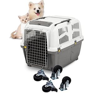 PETGARD SKUDO 5 Dierenbox, inclusief wieltjes, transportbox voor dieren, reisbox voor dieren, praktische huisdiertransporter, hondenbox, 79 x 58 x 65 cm