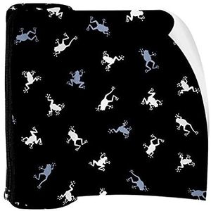 Potlood Case Pen Tas Houder met Rits Coin Organizer Tassen Make-up Cosmetische Pouch voor Vrouwen Tiener Meisjes Jongens Kinderen, Witte Kikkers Patroon Zwarte Backgorund