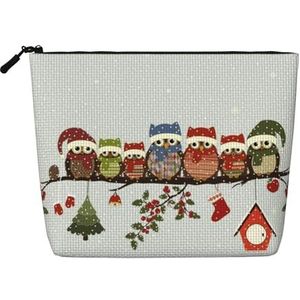 FZGGWYHL Leuke Kerstuilen op Tak Gedrukt Fake Hennep Hennep Make-up Bag Dagelijkse Opbergtas, Zwart, Eén maat, Tas Organizer