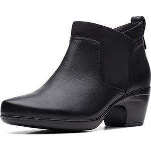 Clarks Women's Emily Chelsea Fashion Boot, Black Leather/Textile Combi, 8.5