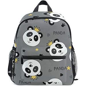 Panda Kids Rugzakken Grijze Schooltassen voor Jongens Meisjes, Meerkleurig, Eén maat, Dagrugzak