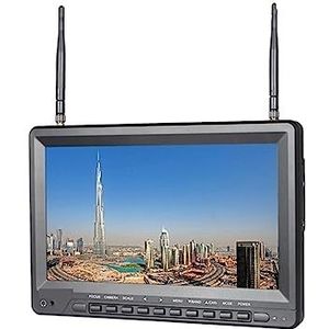 Cameramonitor, FPV1032 10,1-inch IPS FPV-monitor met ingebouwde batterij Dual 5.8G 32CH Diversity-ontvanger 1024x600 draadloze monitoren