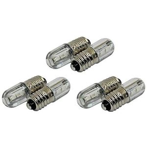6x schroeffitting E10 LED - vervangende verlichting warm wit spaarlamp - 6V