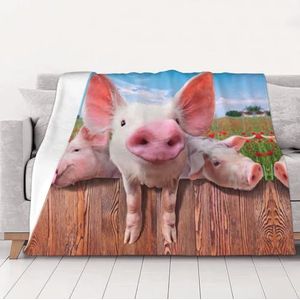 Gezellige Grappige Leuke Varken Deken Gooi Veelzijdige Zachte Warme Deken Flanel Plaids voor Sofa Bank Multi Maten