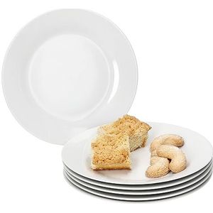 MamboCat Tommy Set van 6 taartborden, witte porseleinen ontbijtborden voor 6 personen, kleine borden voor salade, dessert enz. I chique servies voor ontbijt, lunch, koffie & diner