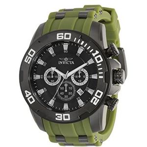 Invicta Analoge Quartz horloge voor heren met roestvrij staal, siliconen band 35399, Groen, armband