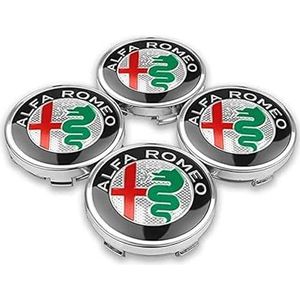 SJZZJMZ 4 stuks auto wielnaafdoppen voor Alfa Romeo Giulietta Spider GT Giulia Mito 147 156 159 60mm auto wielnaafdoppen vervangende sticker B