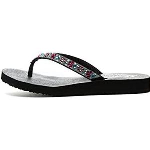 Skechers Meditatie Garden Bliss Sandaal voor dames, Zwarte Mitobuck Multi Edelstenen, 41 EU