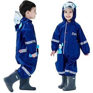 Baogaier Regenjassen Jongen Regenpak Capuchon Plas Pak Lichtgewicht Eendelige Waterdichte Poncho Regenkleding Draagbaar Ademend Pvc Rits Wandelen Reizen, Marineblauwe Aap Print 2-4 Jaar