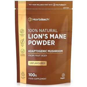 Lions Mane Powder | 100g Vegan Paddenstoelenextract Poeder | Hericium Erinaceus Supplement | van Horbaach
