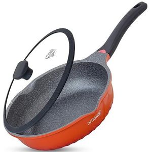Rvs Koekenpan met Deksel - 26cm Antiaanbak Omeletpan - Hybride