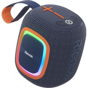 Bluetooth luidspreker Draadloze Compacte Waterdichte Mini spreker met Lichten FM-radio 15 uur speeltijd Bluetooth 5.3 TF-kaart USB Playback Marineblauw