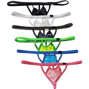 Heren Doorkijk String Met T-rug Sexy Silk G-string String Slipjes Ondergoed Slipjes(6pcs,XL)