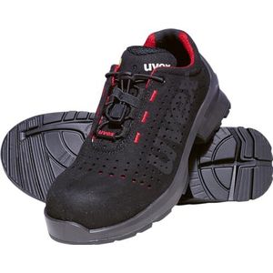 Uvex 1 Duo S1 geperforeerde halfhoge schoen - veiligheidsschoen voor lichte gebieden - sportief, licht en flexibel, Zwart/Rood, 41 EU