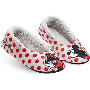 Disney Vrouwen Sok Slippers Ballet Stijl Antislip Minnie Stitch Geschenken, Grijs Rood, 37 EU