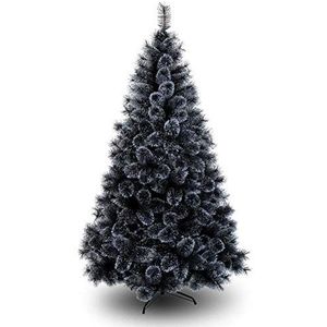 Zwarte kerstboom, pop-up kunstkerstboom, kerstversiering voor buiten, sim-potlood-kerstboom met metalen staaf (zwart 210 cm/7ft)