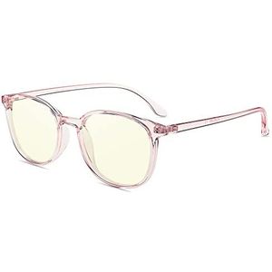 Firmoo Autobril, 100% uv-bescherming, ontspiegeld, blauwlichtfilter, bril zonder sterkte, brillenglazen voor een scherper nachtzicht en veiliger rijden (helder roze)