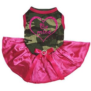 Petitebelle Puppy kleding jurk leider van de Pack Camouflage Top Hot Roze Tutu, X-Small, Roze