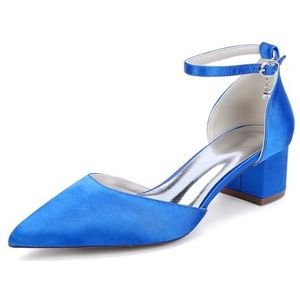 EICOFF - Pumps - Royal Blue - Lage Midden Blokhak - Gesloten Teen - Bruidsschoenen