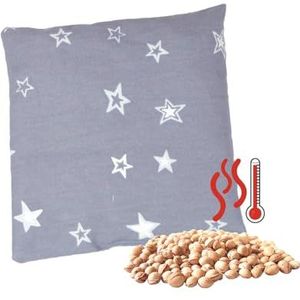 Theraline Kersenpitkussen ca. 19 x 19 cm, warmtekussen, korrelkussen, magnetron, korrelkussen voor magnetron, kersenpitkussen nek schouder, warmtekussen magnetron (sterrenhemel grijs, 19 x 19 cm)