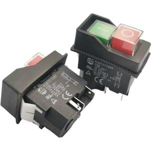 1PC AC120V 16A Waterdichte Elektromagnetische Knop Schakelaar 4/5Pin KJD17 IP55 Onderspanningsbeveiliging Start Beveiligingsschakelaar (Kleur: 5Pins, Maat: 120V)