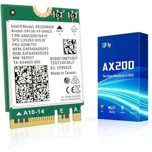 QFly WiFi 6 kaart AX200NGW Draadloze Netwerkkaart 2,4 GHz 5 GHz MU-MIMO Wi-Fi 6 (802.11ax) Module Adapter met Bluetooth 5.2 voor PC Laptop Ondersteuning Windows 10/11 64bit Gigabit M.2/NGFF
