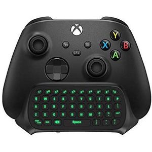 TiMOVO Green Backlight Keyboard for Xbox One, Xbox Series X/S, Windows 10, Wireless Chatpad Message KeyPad with Headset/Audio Jack/2.4G Receiver, Mini Game Keyboard Fit Xbox One/One S/One Elite, Black