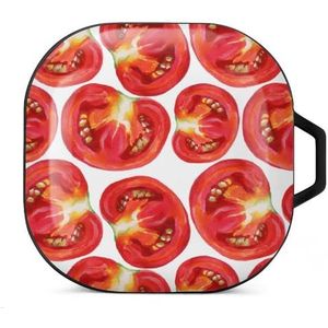 Aquarel tomaat veganistische oordopjes hoesje compatibel met Samsung hard shell beschermhoes zwart-stijl