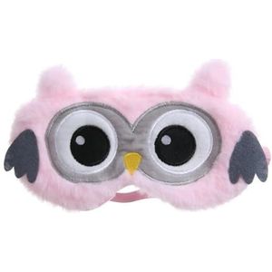 Cmis Kbei Zachte zijden uil speelgoed oogmasker slaapmasker pluche oogschaduw cover 3D cartoon oogschaduw ontspannen slaapmasker (roze)