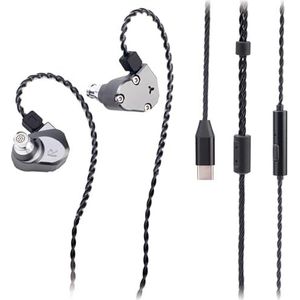 TINHIFI C2 bedrade hoofdtelefoon 10 mm PU+LCP-driver in-ear hoofdtelefoon, aangepaste EQ, mecha-stijl ergonomisch ontworpen (Type-C stekker+microfoon/pistool)