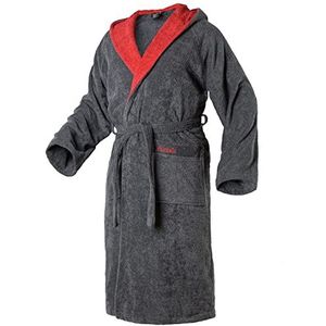 Mount Swiss Badjas dames heren ARBON met capuchon van fijn katoen I ochtendjas pluizig I badstof I Kimono met keuze uit kleuren en maten S - 8XL I Badjas Öko-Tex Standard 100, antraciet-rood, 5XL
