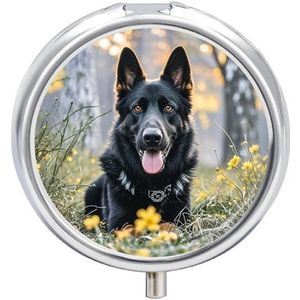 Draagbare Pillendoos Pil Case Zwarte Duitse Herder Hond Reizen Pillendoos Kleine Pil Case Dagelijkse Pil Container Pil Organizer Pocket Geneeskunde Doos Leuke Pil Case