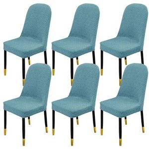 Eetkamerstoelhoes, eetkamerstoelhoezen, Stretch eetkamerstoelhoezen, afneembare stoelhoes met elastische onderkant gebogen rugleuning stoelhoezen wasbaar for woonkamer-roze-set van 2(Color:Sky Blue)