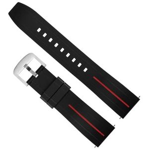 dayeer Waterdichte siliconen snelsluitingsarmband voor Tissot heren dames horlogeband voor Mido riem voor Citize horlogeband met vlindergesp (Color : Black Red 01, Size : 22mm)