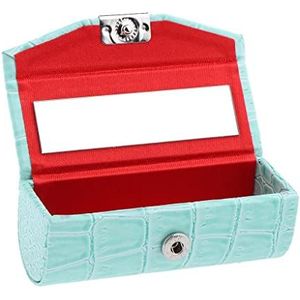 Lederen Lipstick Case Houder Opbergdoos met Spiegel voor Portemonnee Lichtblauw, Lichtblauw, as described, als beschrijving