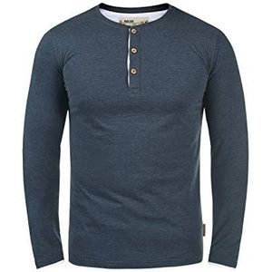 Indicode IDGifford shirt met lange mouwen voor heren, met Grandad-hals, Navy Mix (420), XL