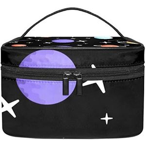 Planets Space Makeup Organizer Bag, Travel Makeup Bag Organizer Case Draagbare Cosmetische Tas voor Vrouwen en Meisjes Toiletartikelen, Meerkleurig, 22.5x15x13.8cm/8.9x5.9x5.4in