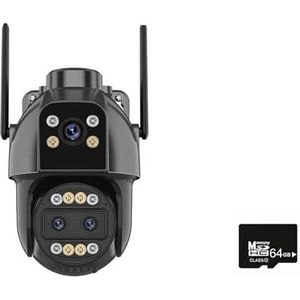 Bewakingscamera, 4K HD 4G IP Camera Buiten 10X Zoom Drie Lens Dual Screen Sim-kaart PTZ Camera AI Tracking CCTV Video Surveillance Camera(4K 4G Add 64G)