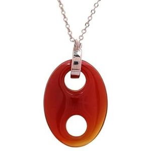 Women Gold Chains Pendant Necklace Bohemia Natural Amazonite Amethyst Necklace Teengirls Jewelry Gift (Color : Red Agate Silver)