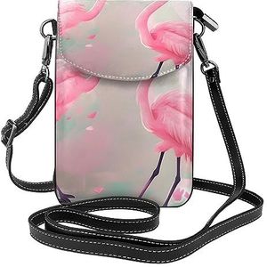 chenfandi Love Flamingo Crossbody-tas met ritssluiting, schoudertas voor dames met kaartsleuf, afneembare schouderriem, 19,2 x 12,5 cm., Zwart, Eén maat