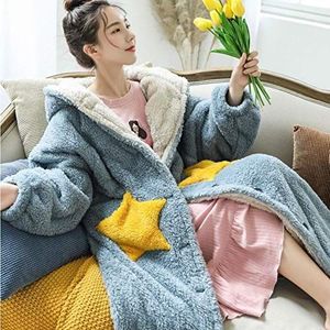 UKKD Deken oversized hoodie fleece deken met mouwen winterjas vrouwen capuchon pluche reuzendeken TV Blanket,blauw, M