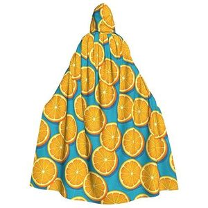 WURTON Unisex volledige lengte capuchon mantel volwassen cape carnaval feest cosplay kostuum mantel 190 cm vers oranje fruit