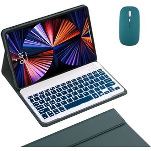Toetsenbordhoes voor Xiaomi Pad 7/7 Pro 11.2"" 2024, Afneembaar Draadloos Toetsenbord met Achtergrondverlichting En Magnetische Beschermhoes, Muis,Deep green