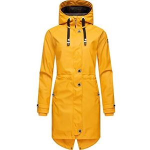 Navahoo Rainy Flower Overgangsjas voor dames, waterdicht, lang, warm gevoerd, met capuchon, XS-3XL, Amber Yellow, XL