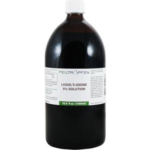 5% Lugols jodiumoplossing 1000 ml | 15% vloeibare formulering | 5 procent elementair jodium en 10% kaliumjodide | Ingrediënten van farmaceutische kwaliteit | Lugols oplossing | Heiltropfen®