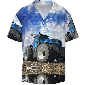 OdDdot Boerderij Tractor Print Heren Jurk Shirts Atletische Slim Fit Korte Mouw Casual Business Button Down Shirt, Zwart, S