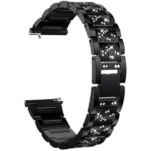 18MM 20mm 22mm Band Vrouwen Armband geschikt for Garmin Horlogeband Vivoactive 4/4S /3/Venu 2 1 2S/SQ/Vivomove HR Metalen Stalen Riem (Color : Black-01, Size : 22mm)