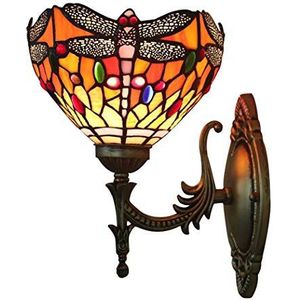 Tiffany Stijl Wandlamp, Ingebedde Wandlamp, Oranje Gebrandschilderd Glas Raam, Slaapkamer Lampenkap, Gang